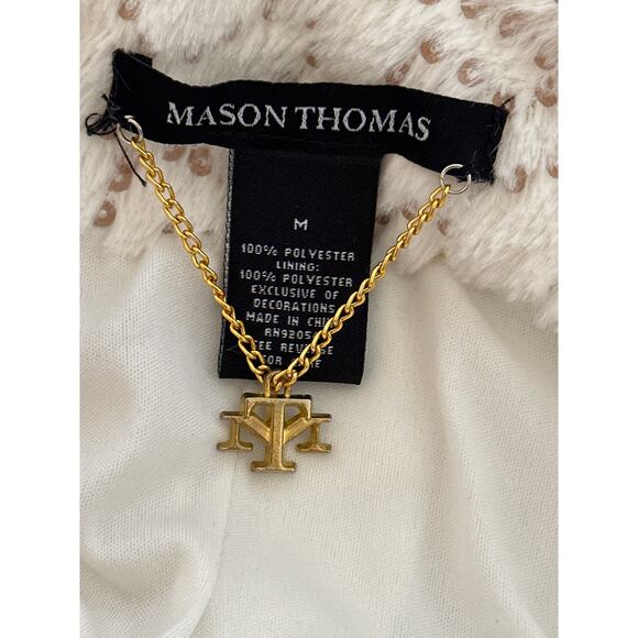 MASON THOMAS Faux Fur Gold Sequenced Evening Jacket M Holiday Glam Mob Wife - Picture 8 of 14